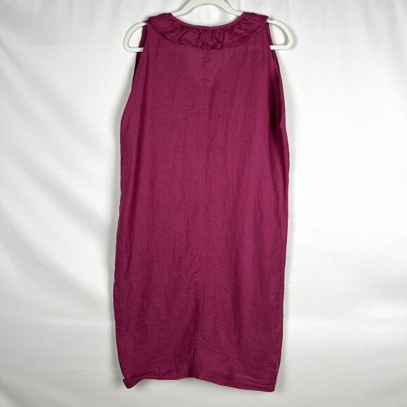 Garnet Hill Woman size‎ S 100% Linen Oversized Shift Dress Ruffle Tie Breathable - Picture 6 of 11